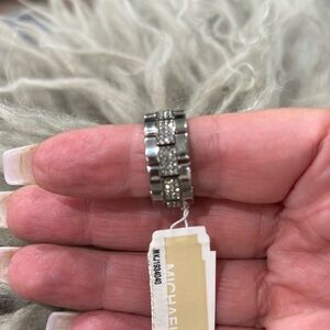 Michael Kors, silver and rhinestone ring. Not available through MK any longer.